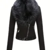 Faux Fur Trim Zip-up Jacket