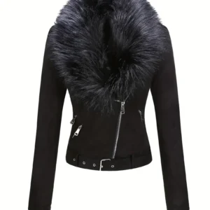 Faux Fur Trim Zip-up Jacket