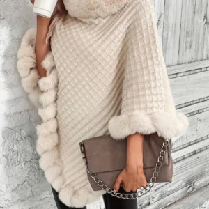 Fur-Trim Hanky Hem Pullover Sweater