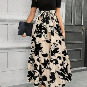 Floral Print Crew Neck Dress