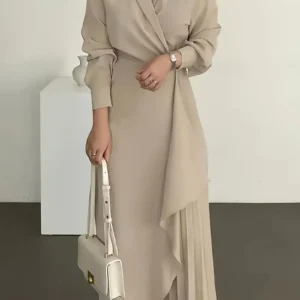 Janet Asymmetrical Lapel Neck Dress