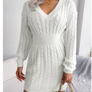 Autumn Winter Dress White ( Free Size )